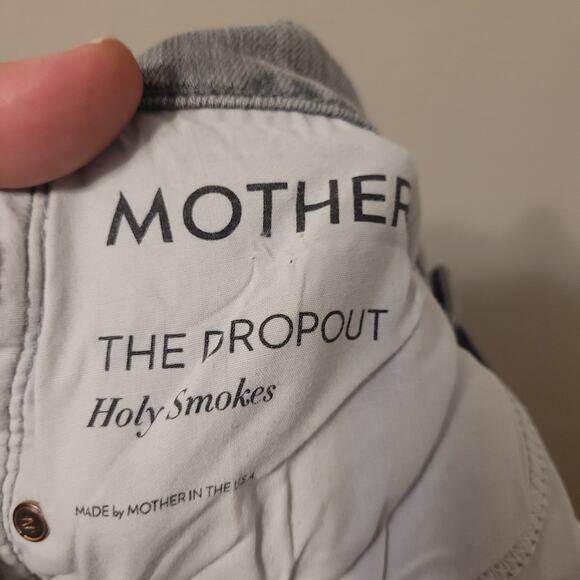 Mother The Dropout Holy Smokes Denim Jeans Womens 27 Grey Tapered Distressed - Picture 11 of 13